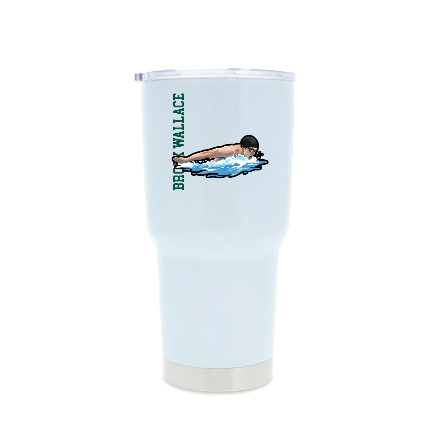 30oz Stainless Steel Tumbler — Name Vertical in White