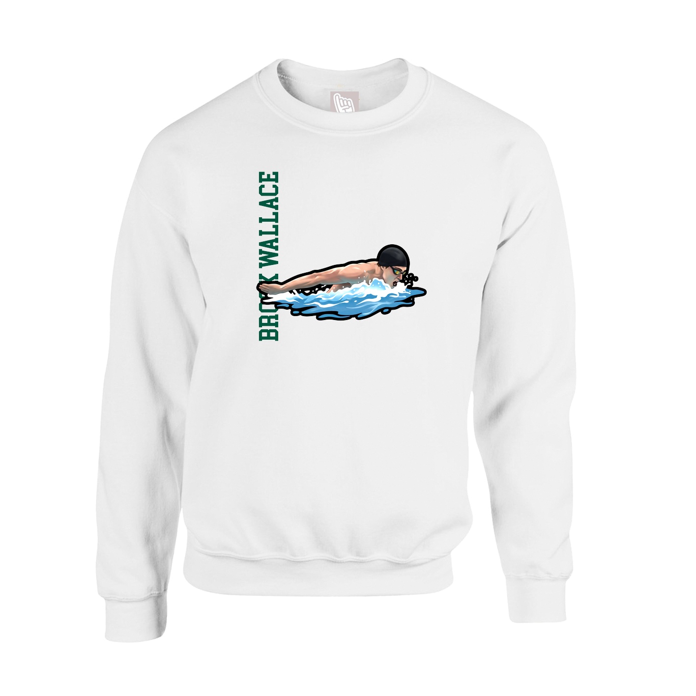 Fleece Crew — Name Vertical in White