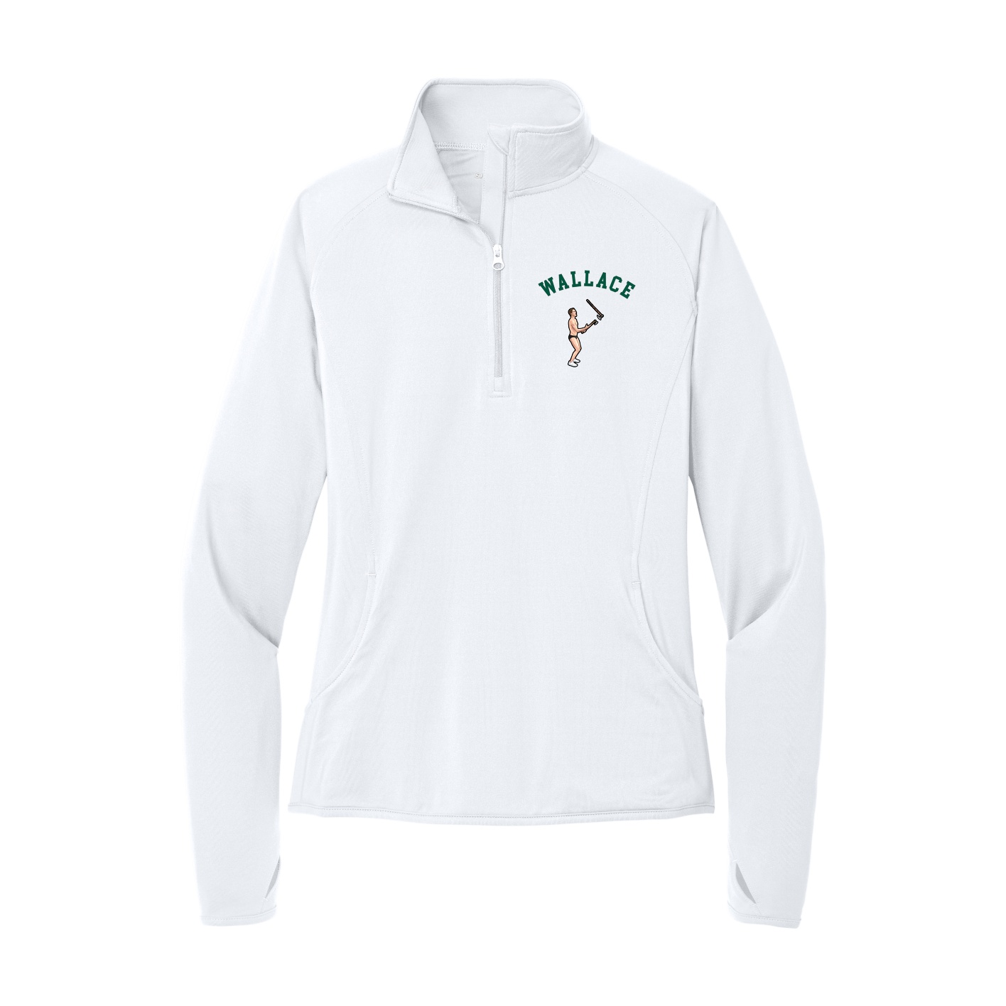 Women's Q-Zip Pullover — Shirsey Arch in White