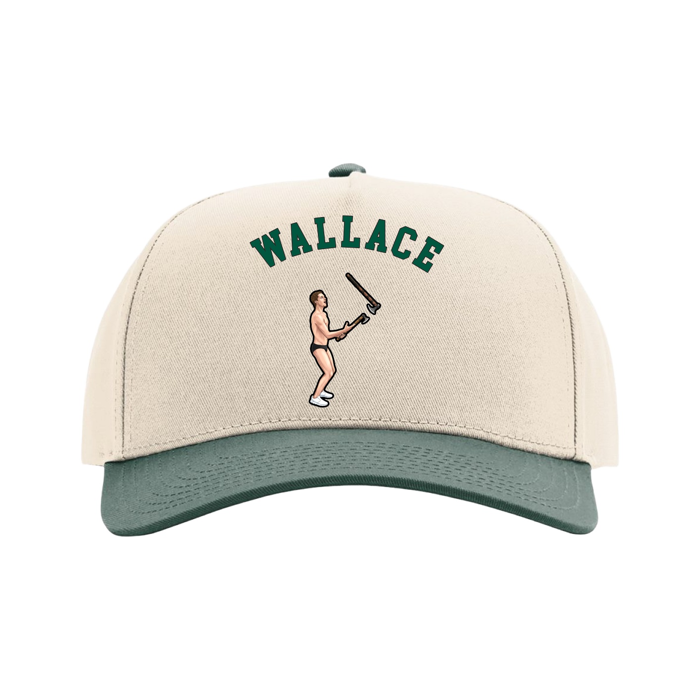 Full Fabric Five-Panel Champ Cap — Shirsey Arch in Cream/Green