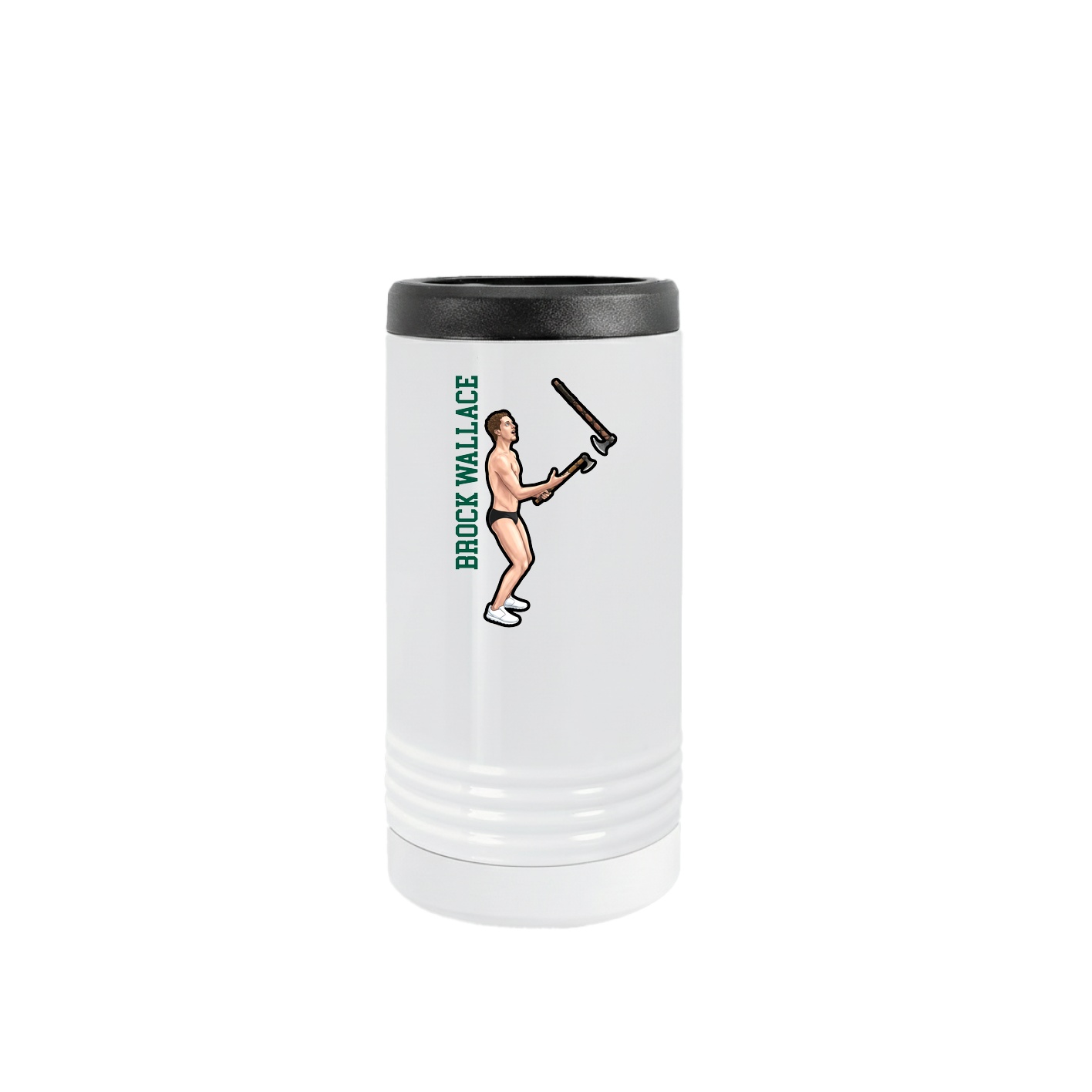 Slim Beverage Holder — Name Vertical in White