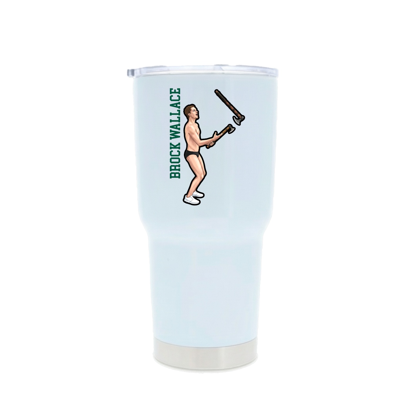 30oz Stainless Steel Tumbler — Name Vertical in White