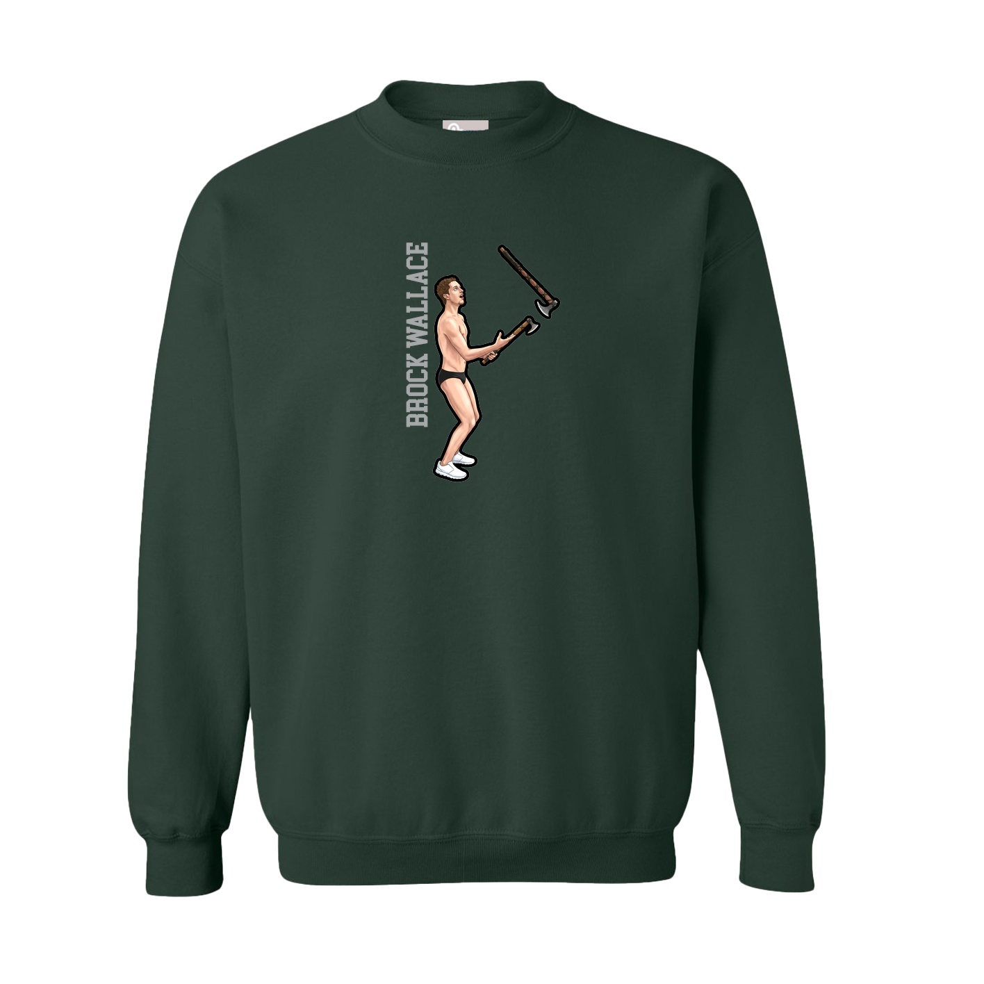 Fleece Crew — Name Vertical in Green