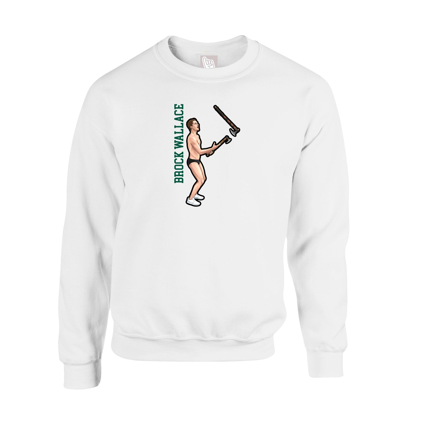 Fleece Crew — Name Vertical in White
