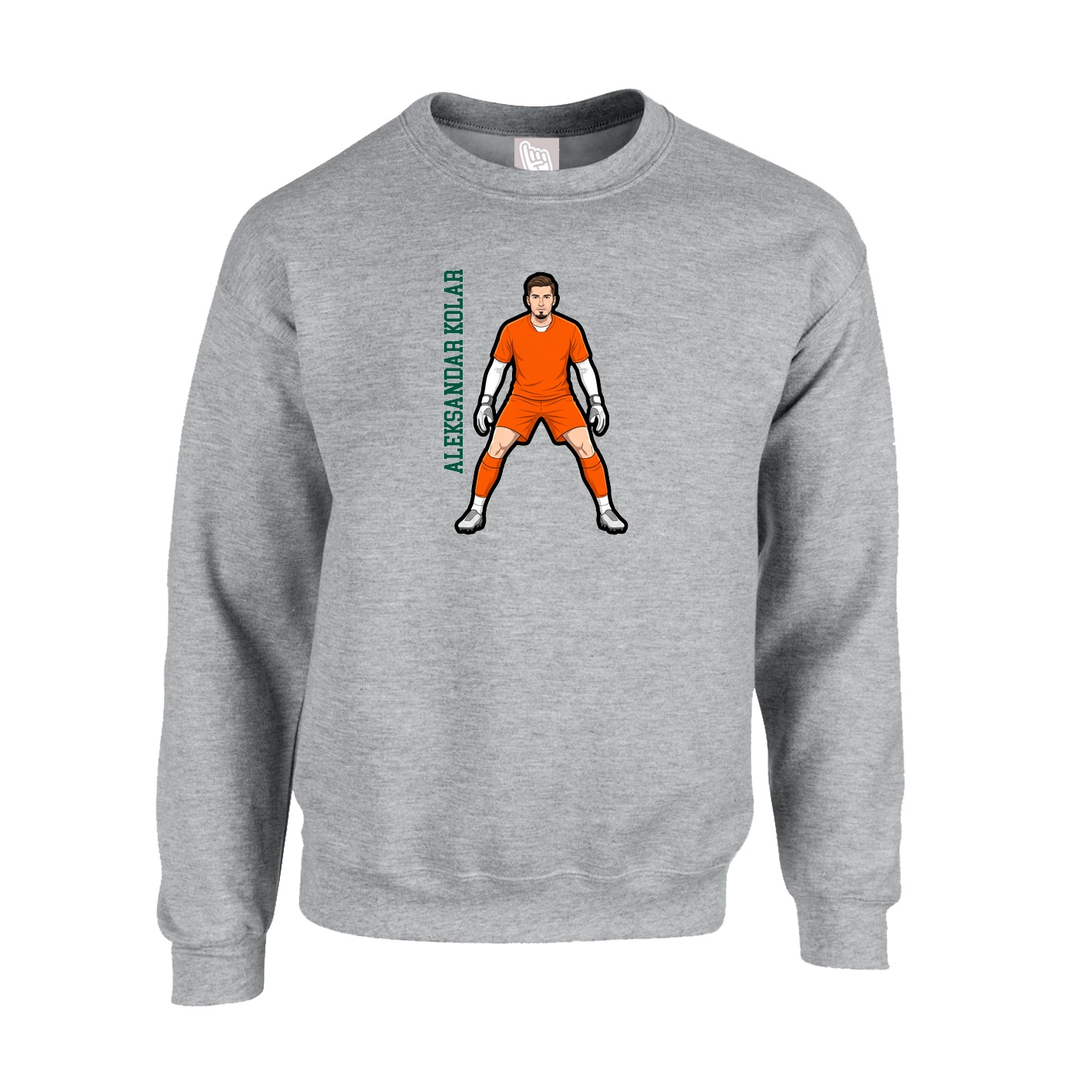 Fleece Crew — Name Vertical in Grey