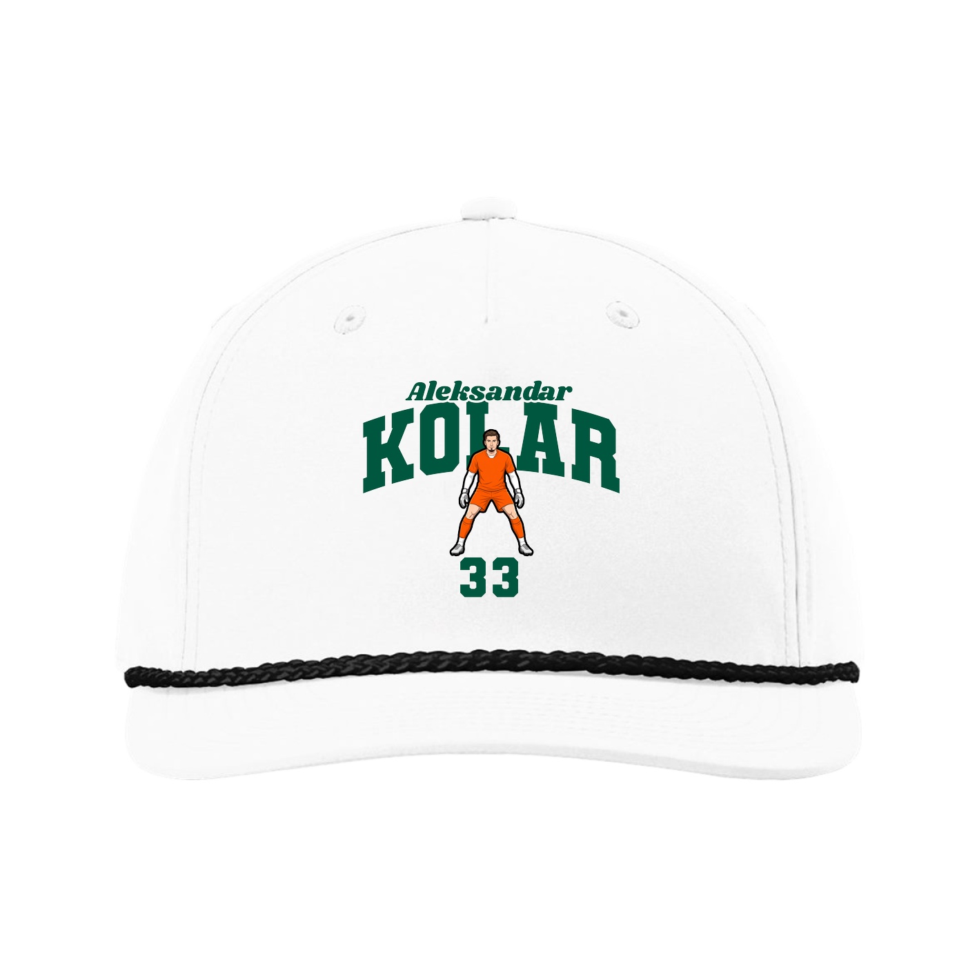 Five-Panel Classic Rope Cap — Signature Arch in White