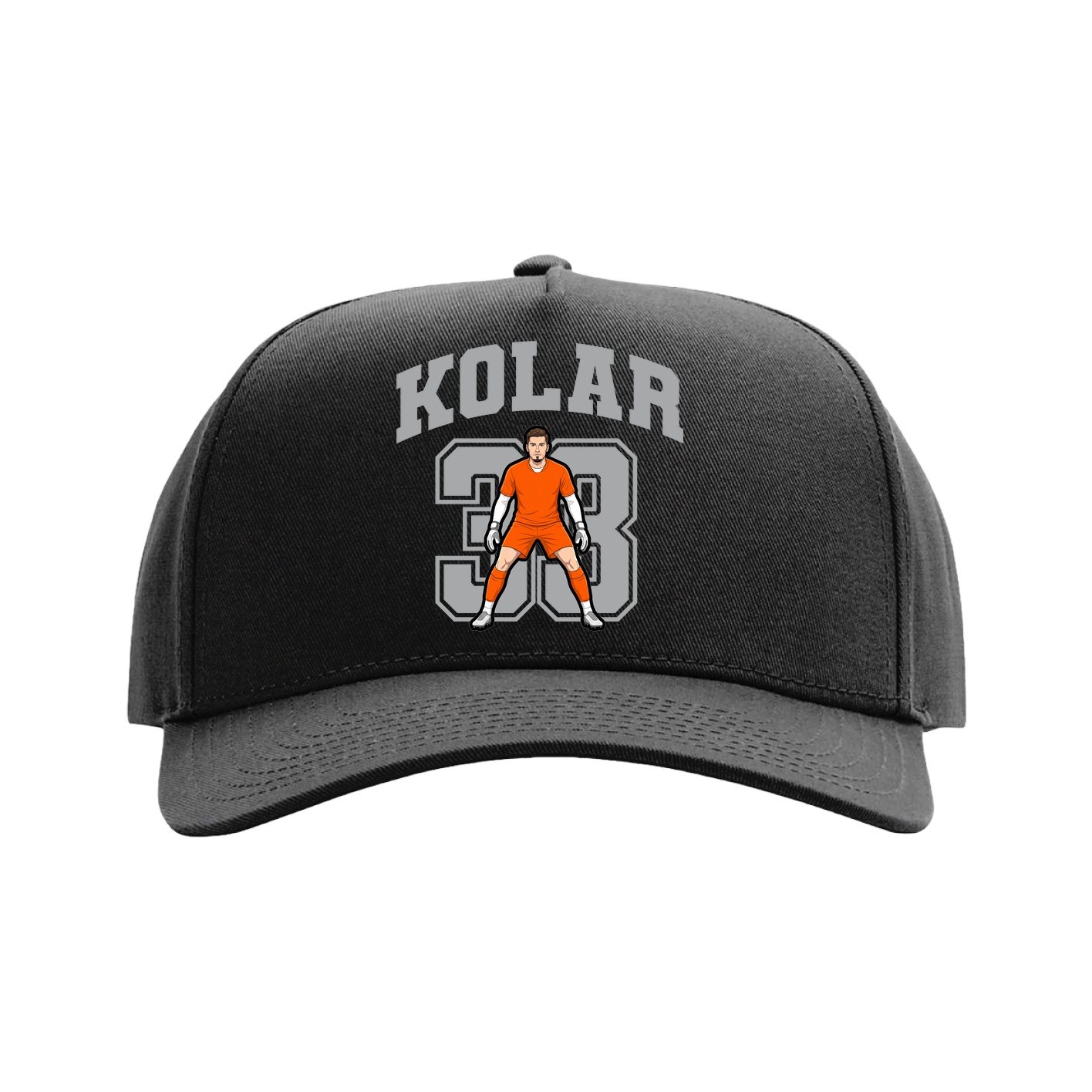 Full Fabric Five-Panel Champ Cap — Number in Black
