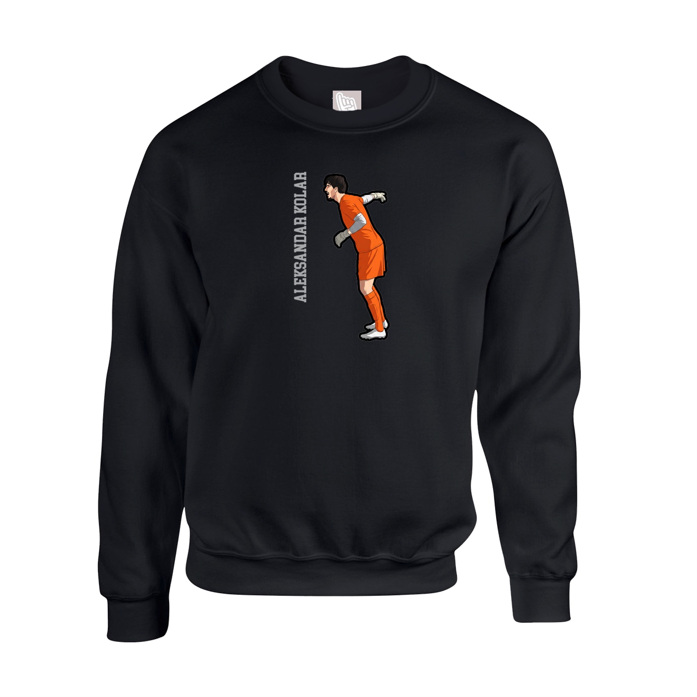 Fleece Crew — Name Vertical in Black