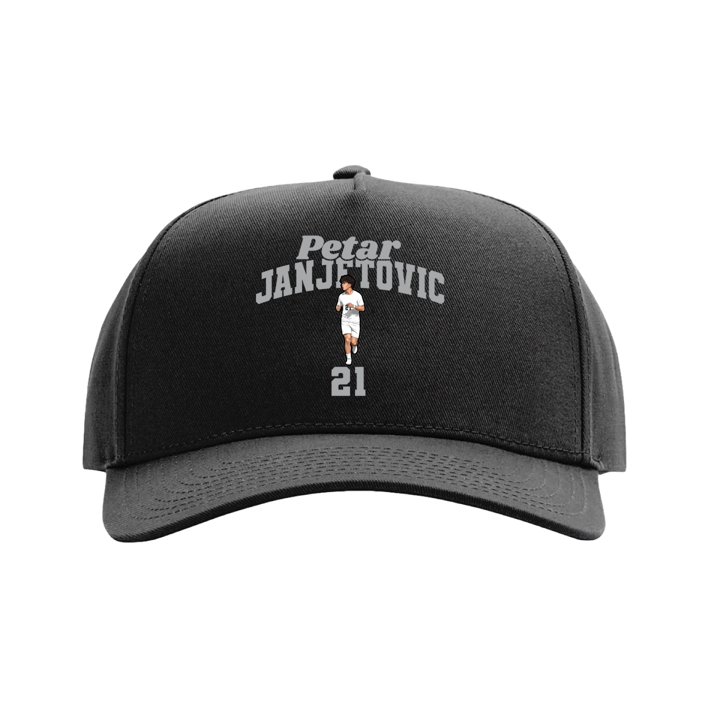 Full Fabric Five-Panel Champ Cap — Signature Arch in Black