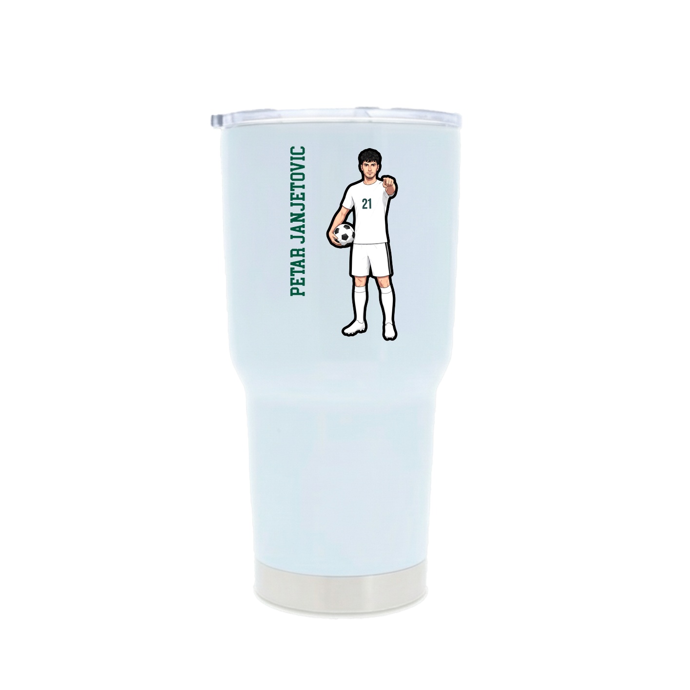 30oz Stainless Steel Tumbler — Name Vertical in White