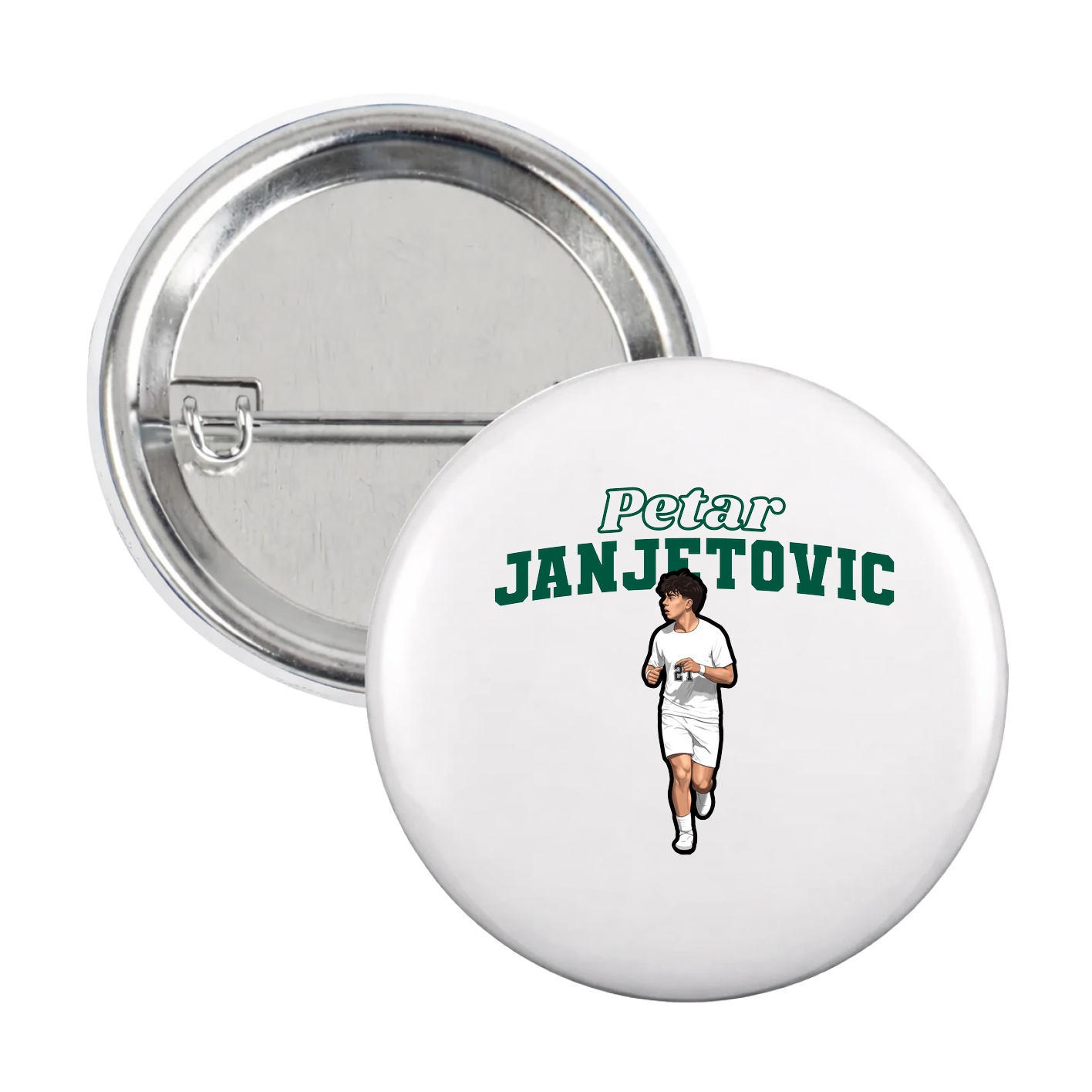 Game Day Button — Name Arch in White