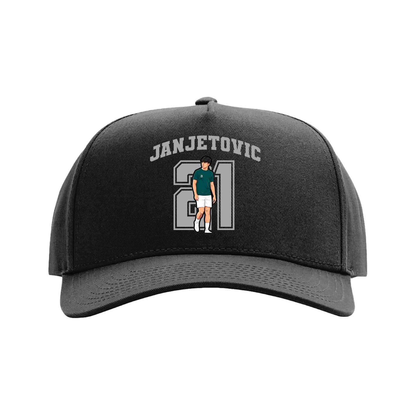 Full Fabric Five-Panel Champ Cap — Number in Black