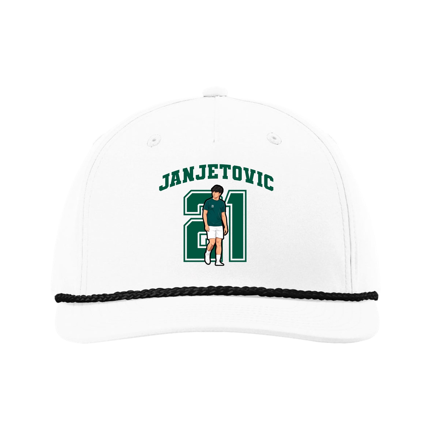 Five-Panel Classic Rope Cap — Number in White
