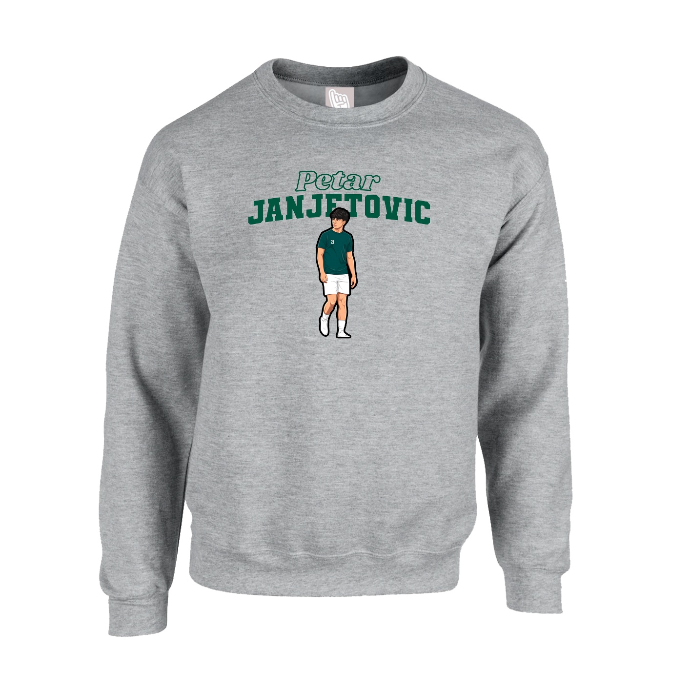 Fleece Crew — Name Arch in Grey