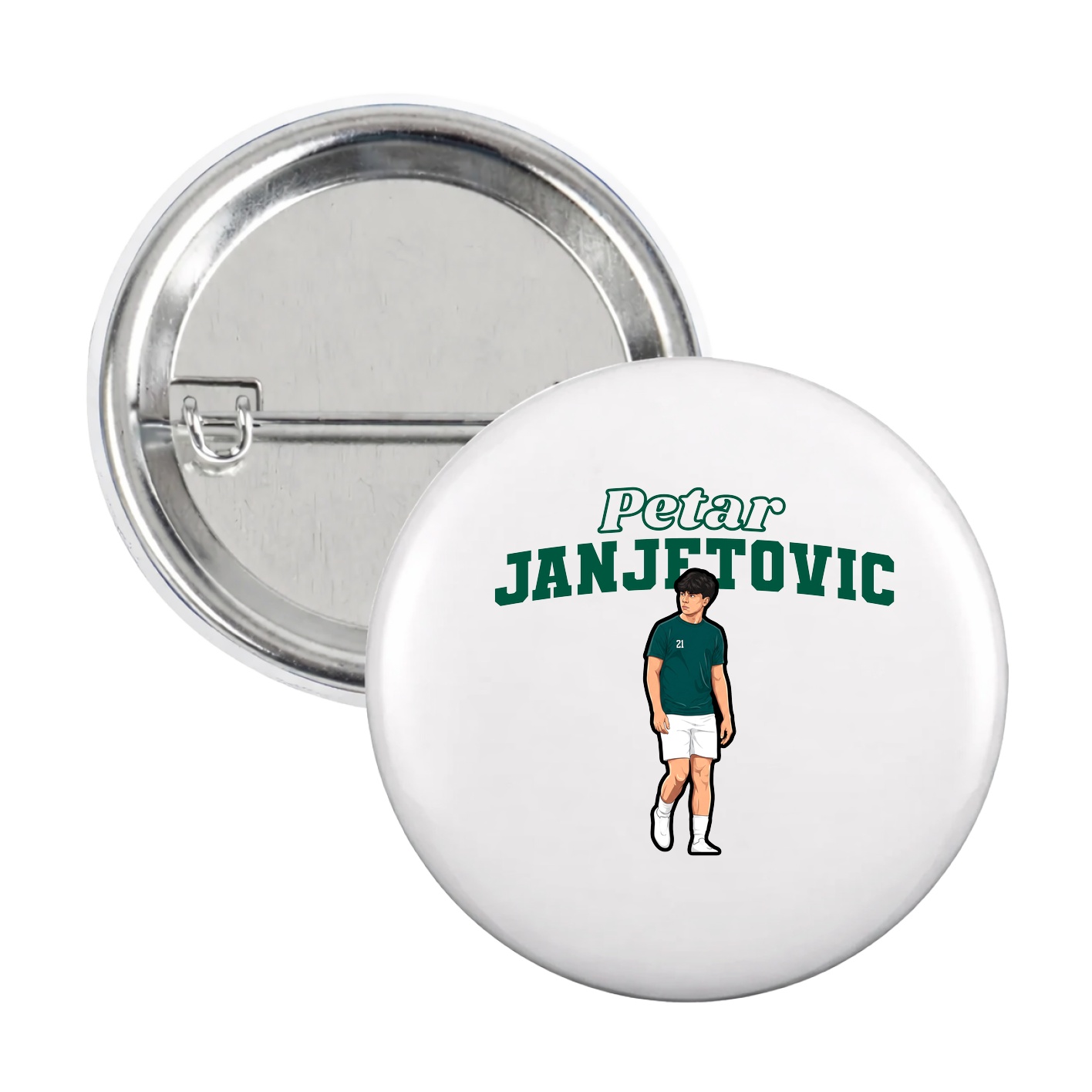 Game Day Button — Name Arch in White
