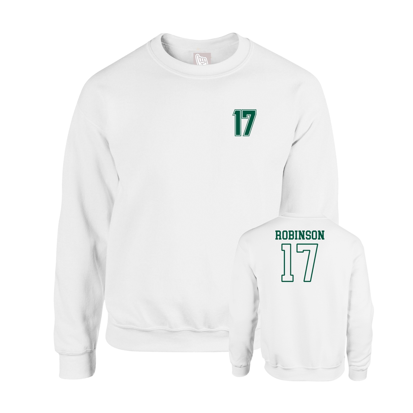 Fleece Crew — Chest Back in White