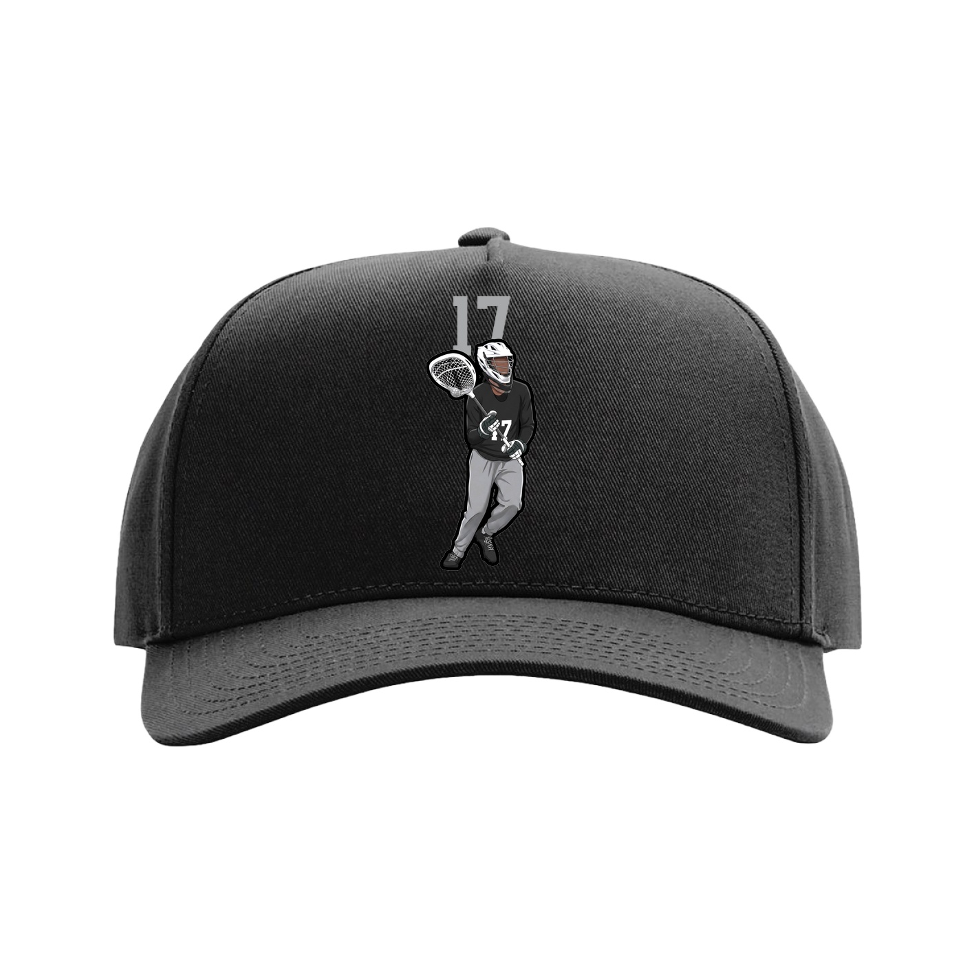 Full Fabric Five-Panel Champ Cap — Number Top in Black