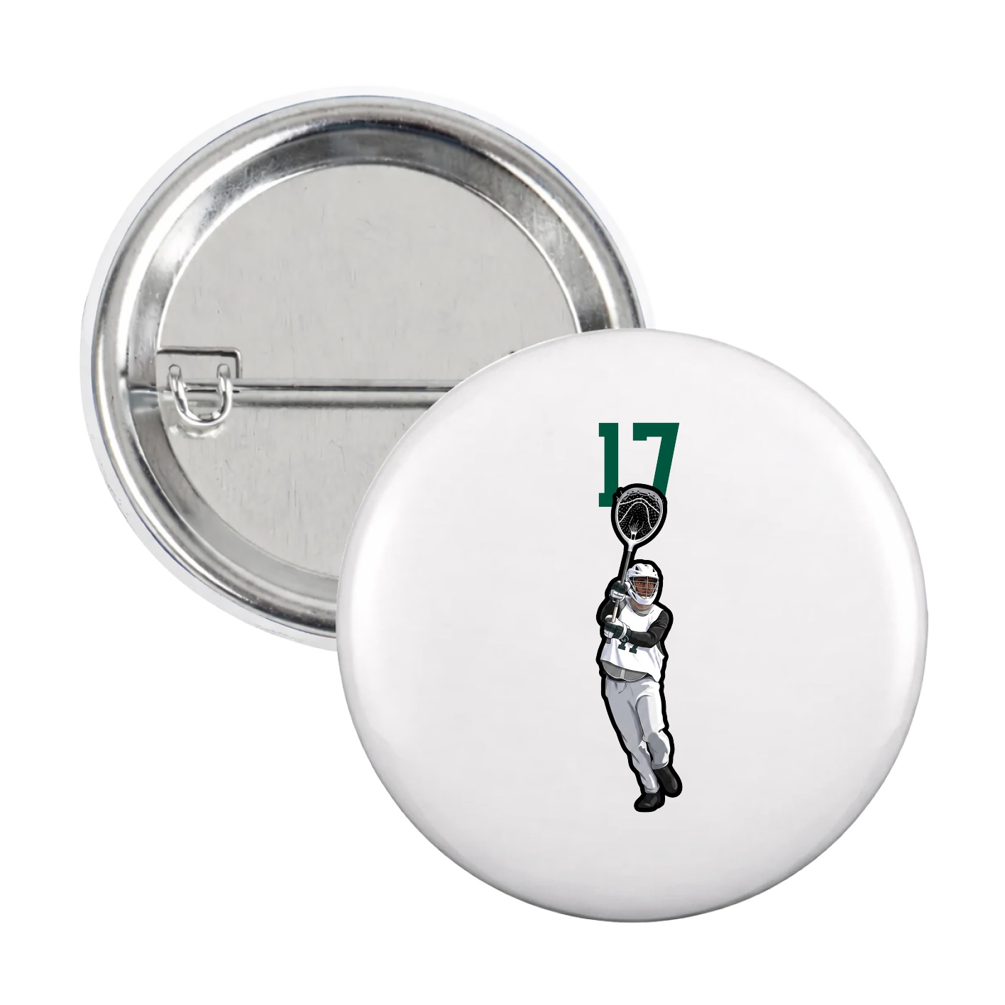 Game Day Button — Number Top in White