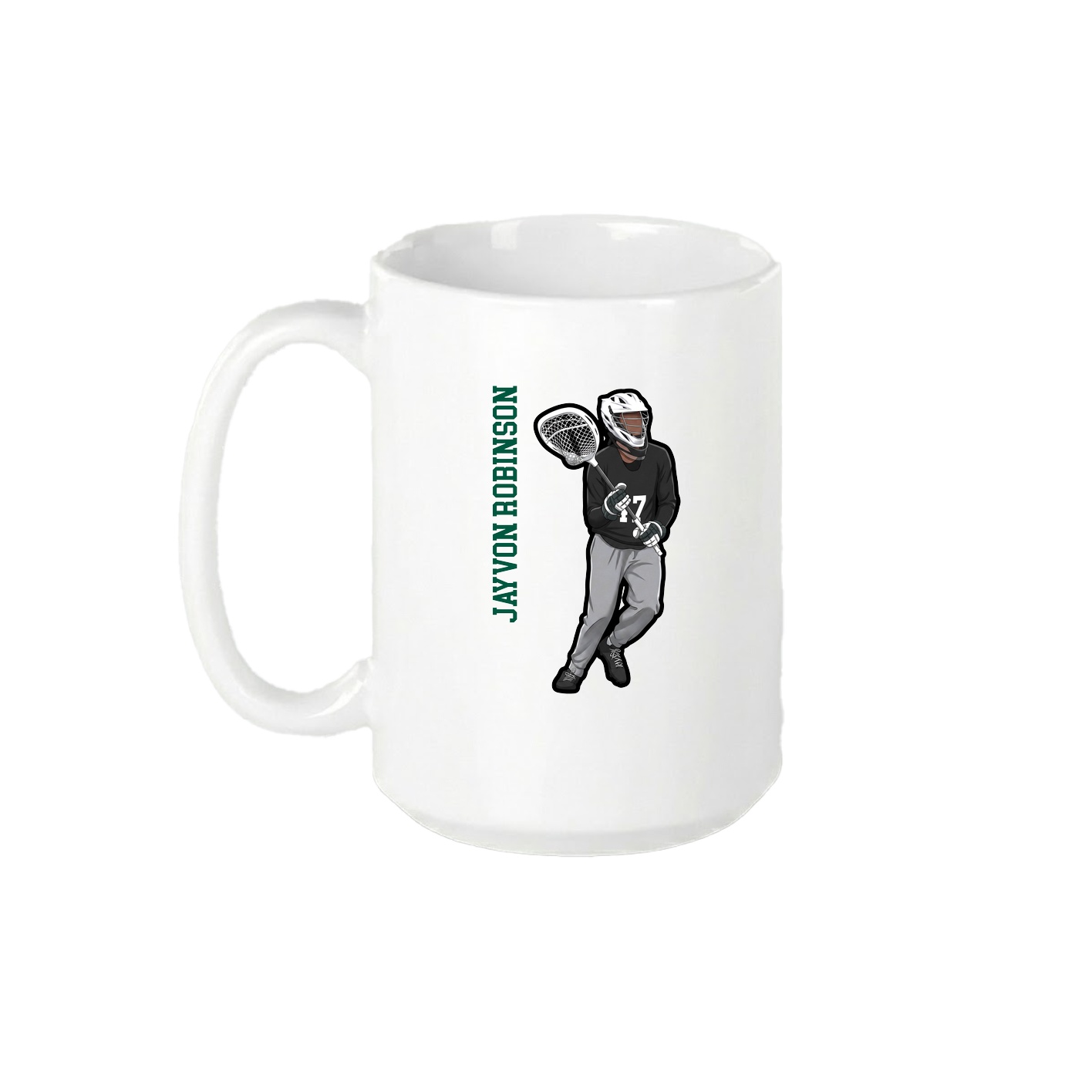 15oz Coffee Mug — Name Vertical in White