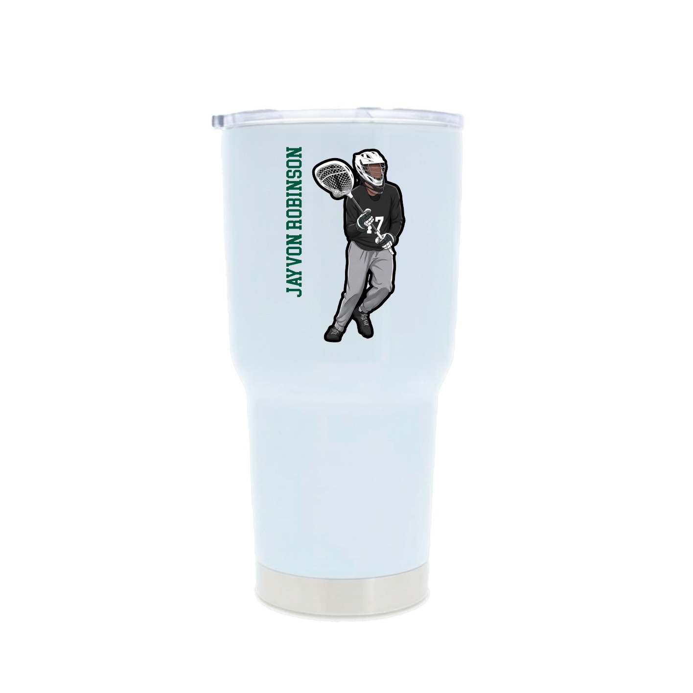 30oz Stainless Steel Tumbler — Name Vertical in White