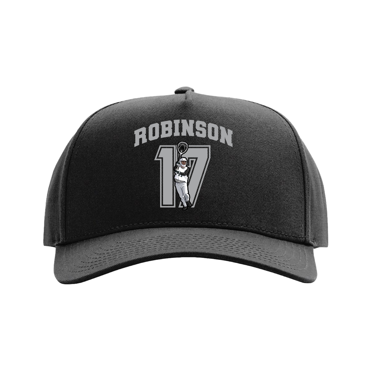 Full Fabric Five-Panel Champ Cap — Number in Black
