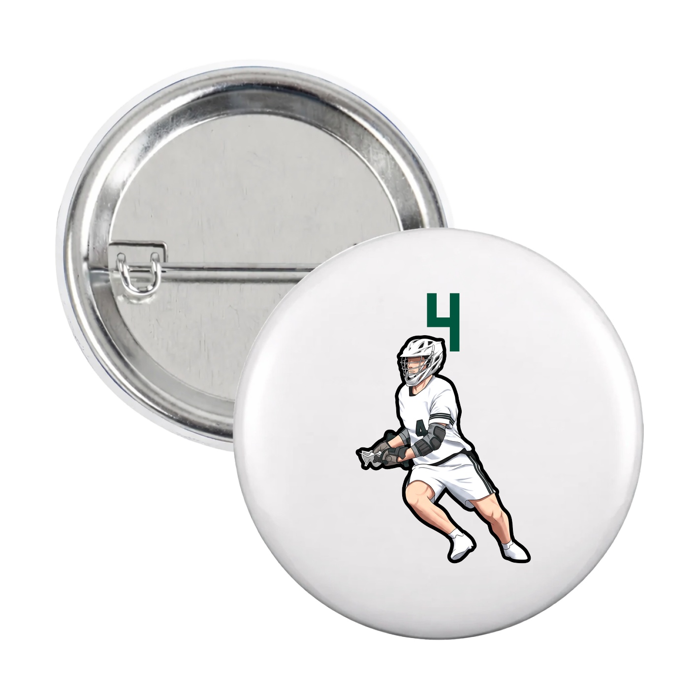 Game Day Button — Number Top in White