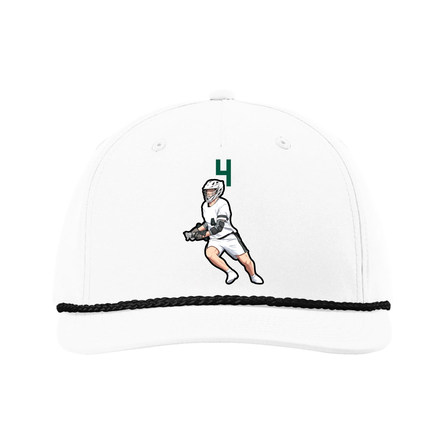 Five-Panel Classic Rope Cap — Number Top in White