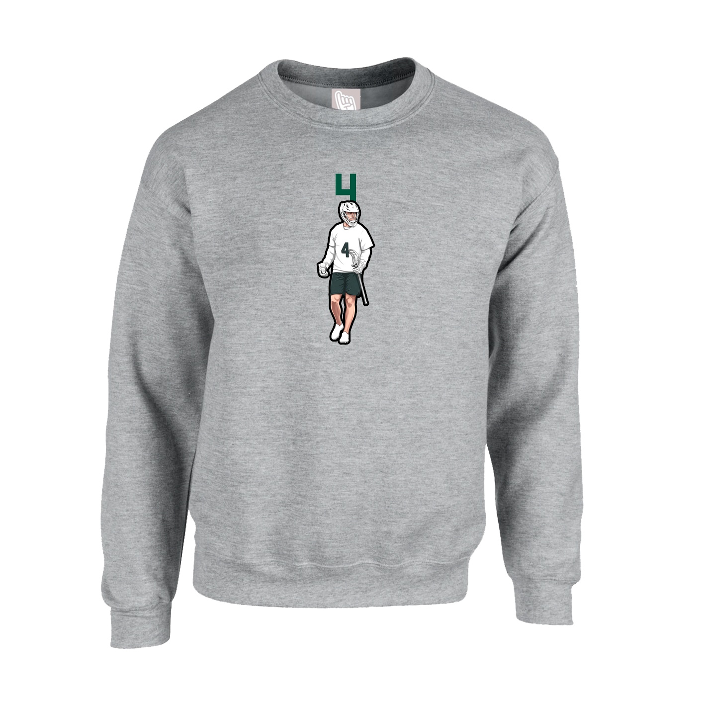 Fleece Crew — Number Top in Grey