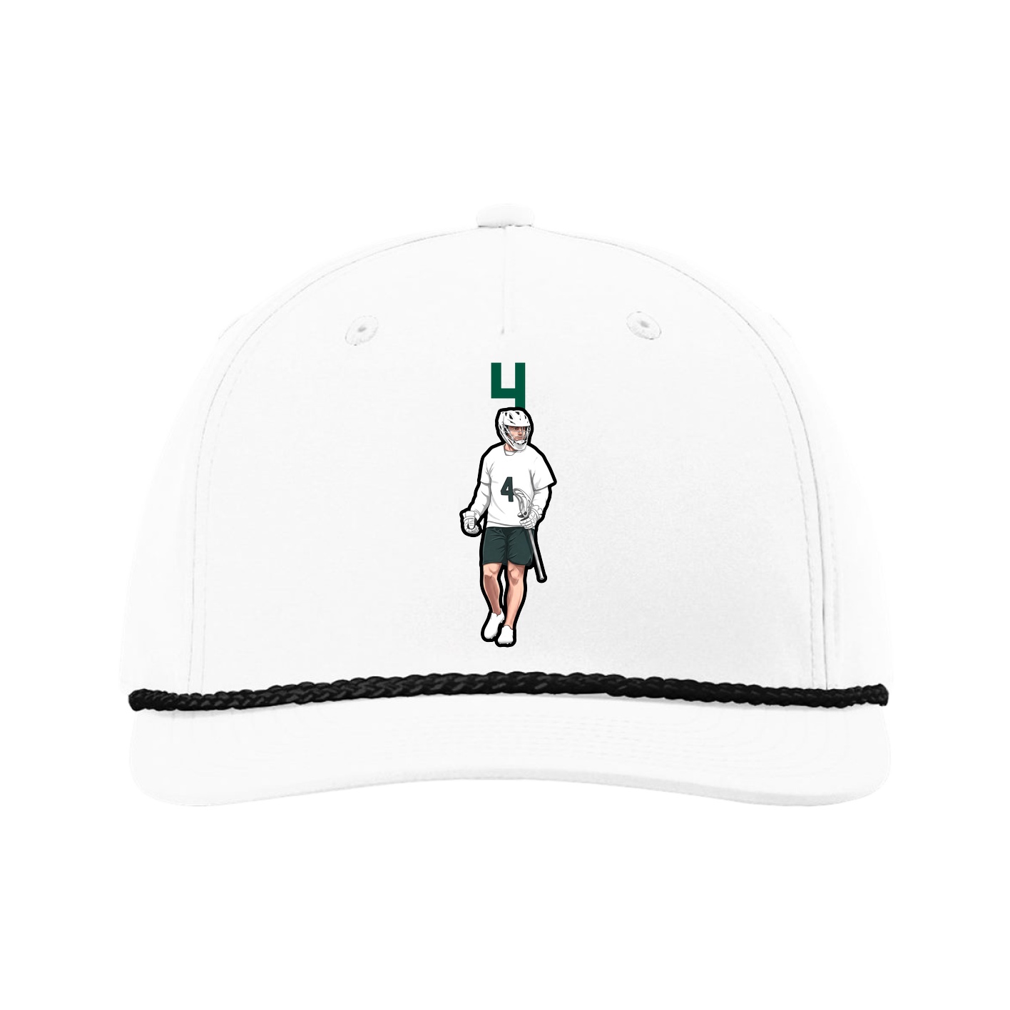 Five-Panel Classic Rope Cap — Number Top in White