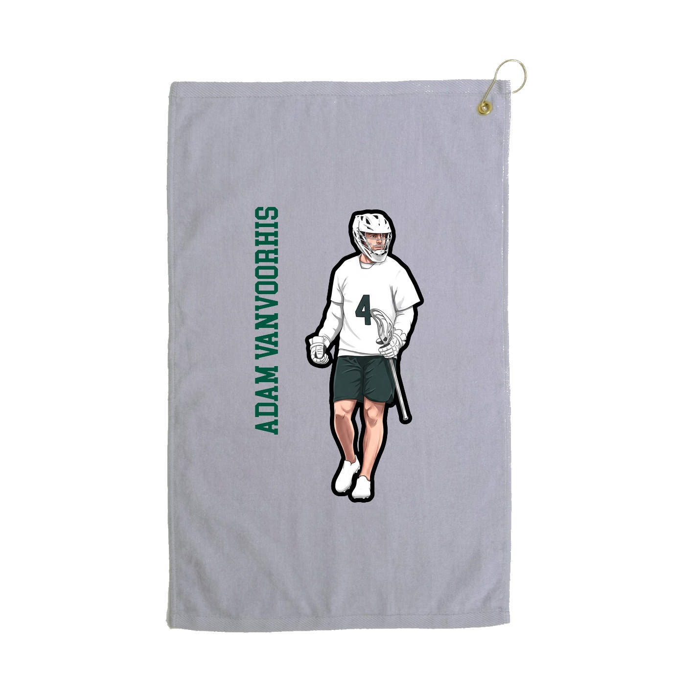 Golf Towel — Name Vertical in Grey
