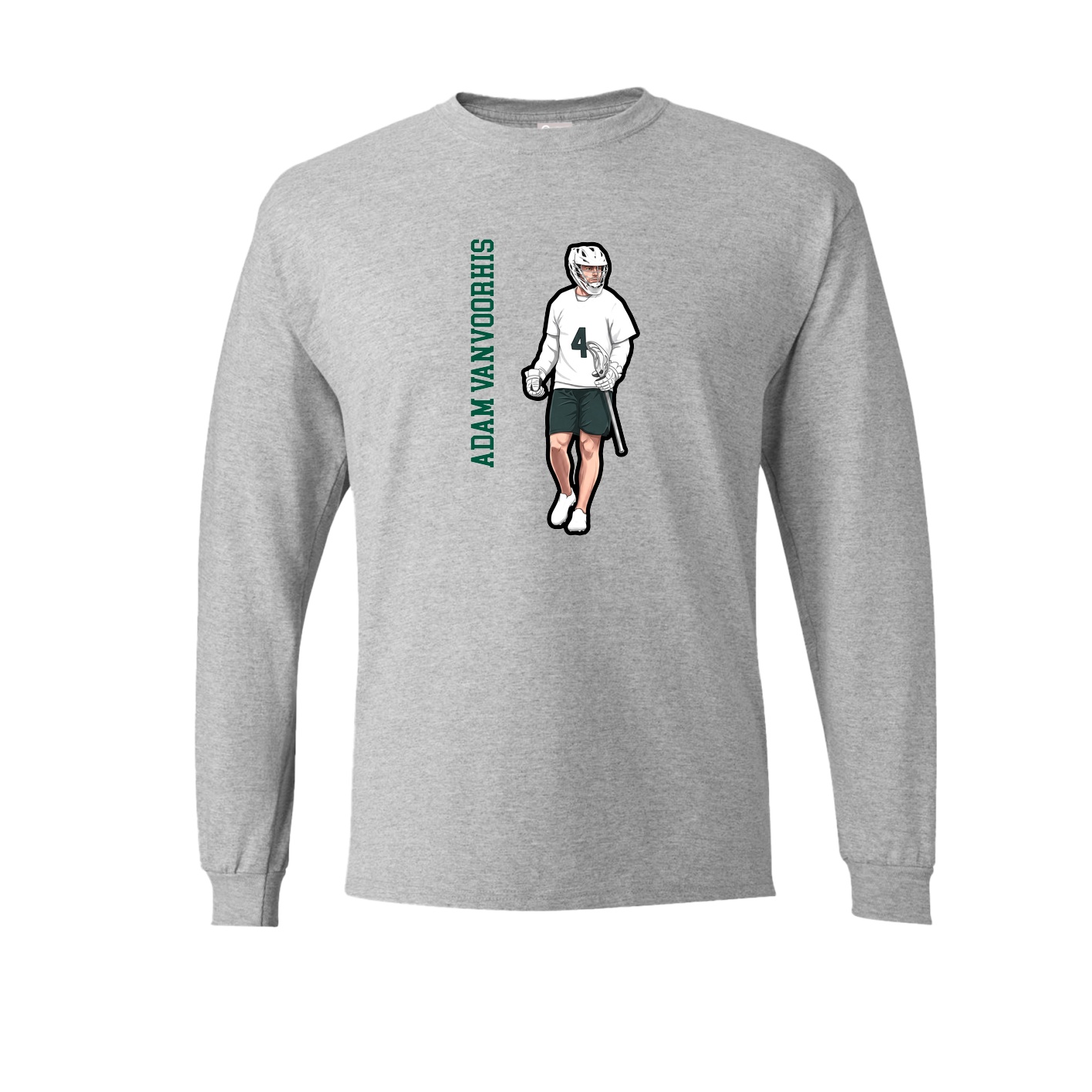 Long Sleeve Tee — Name Vertical in Grey