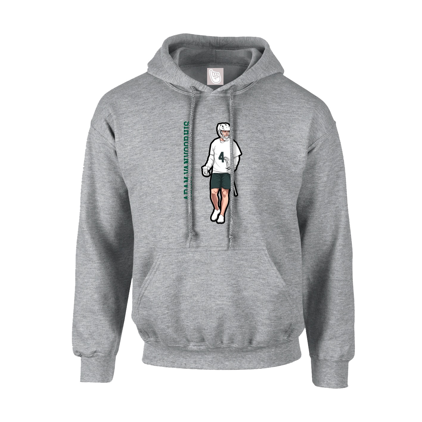 Hoodie — Name Vertical in Grey