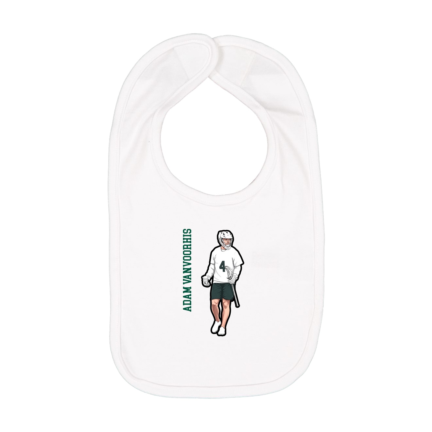 Infant Bib — Name Vertical in White
