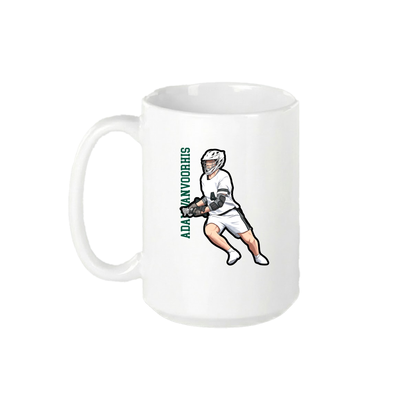 15oz Coffee Mug — Name Vertical in White
