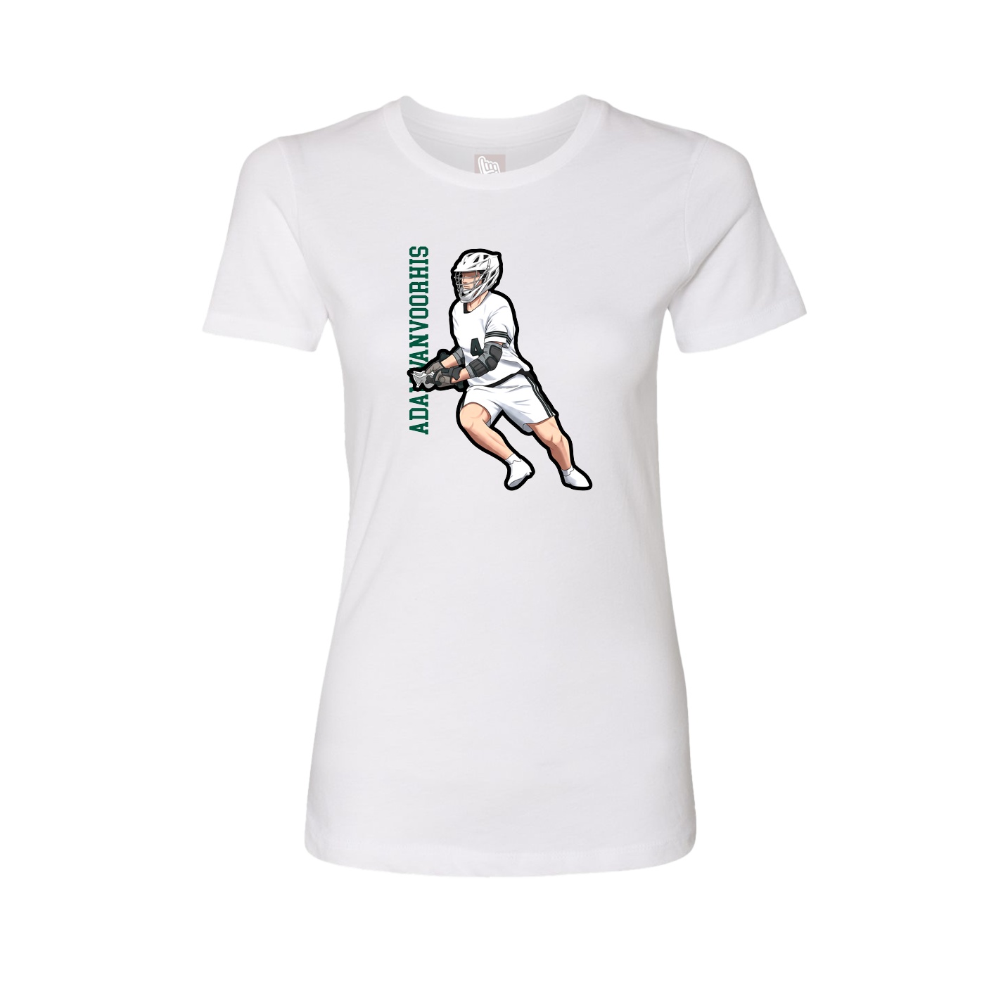Fitted Women's Tee — Name Vertical in White