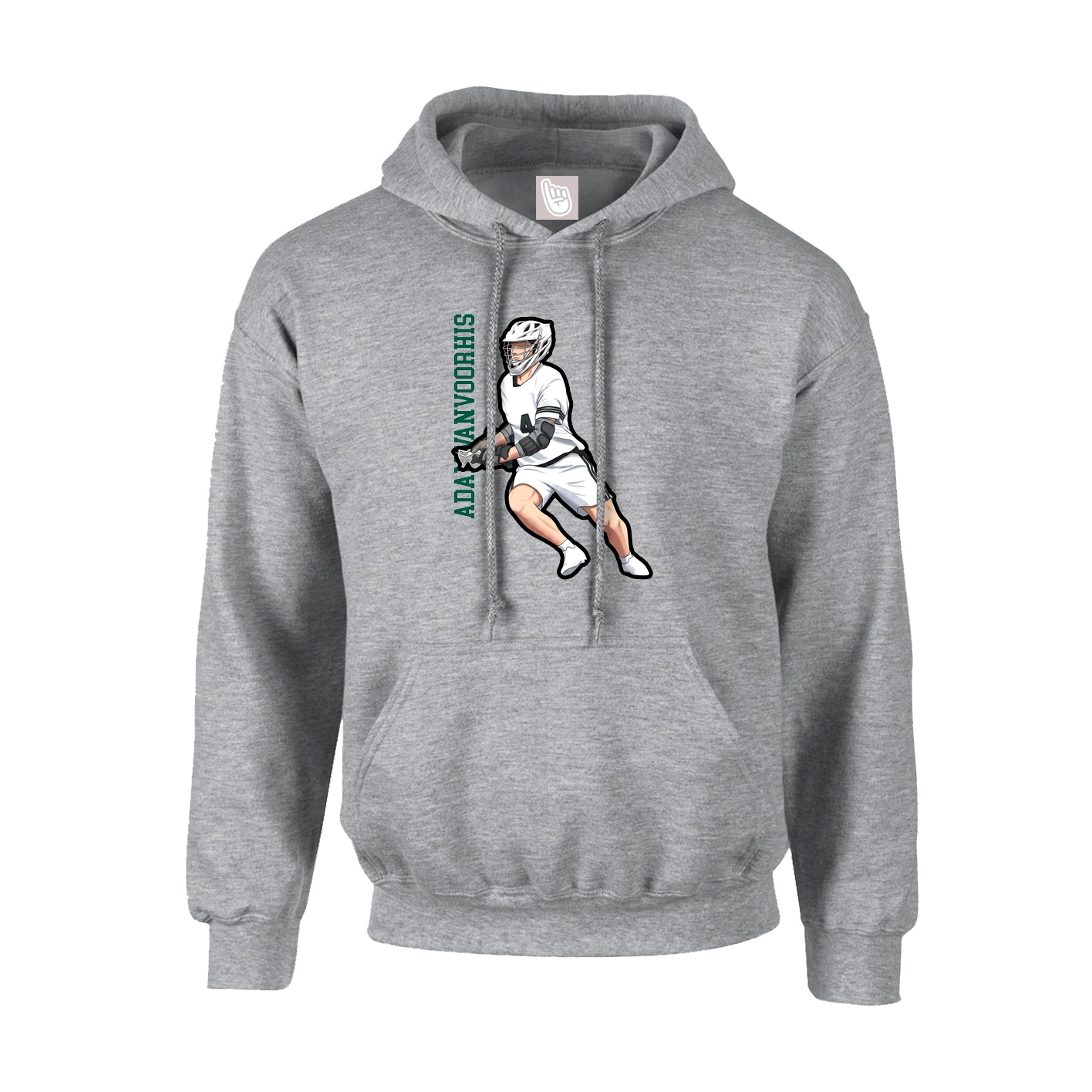 Youth Hoodie — Name Vertical in Grey