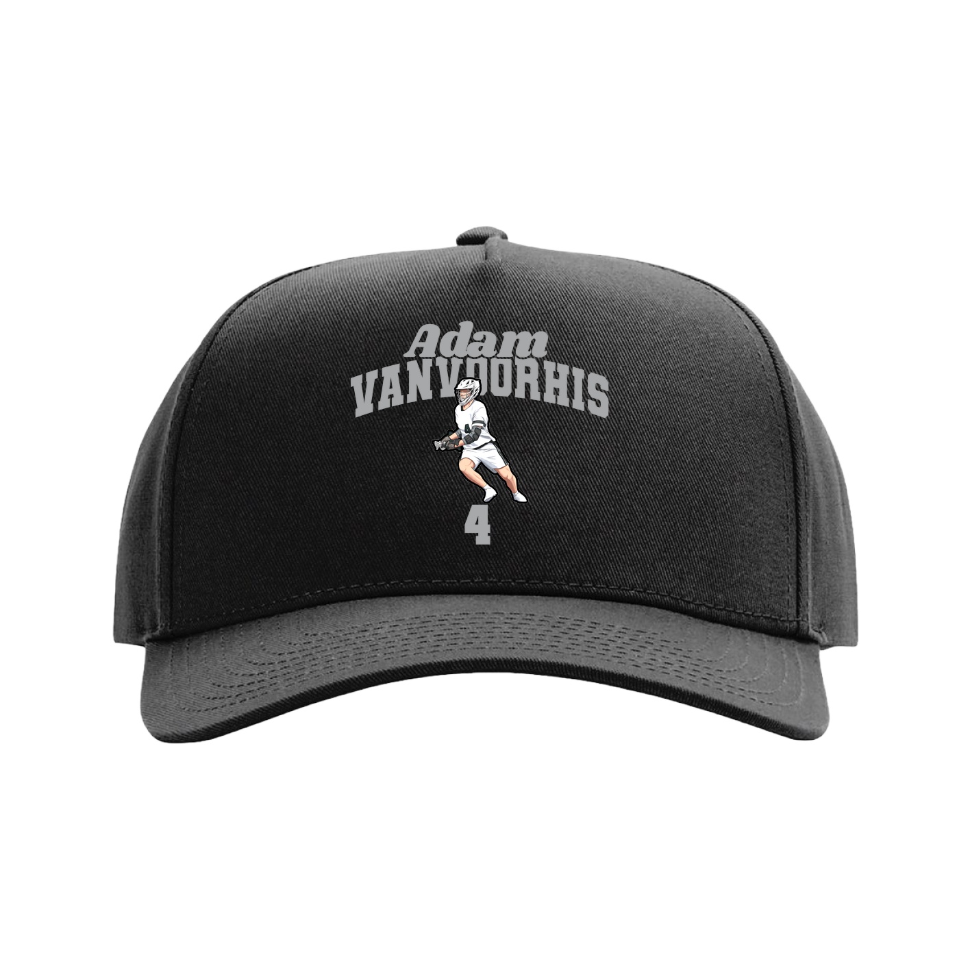 Full Fabric Five-Panel Champ Cap — Signature Arch in Black
