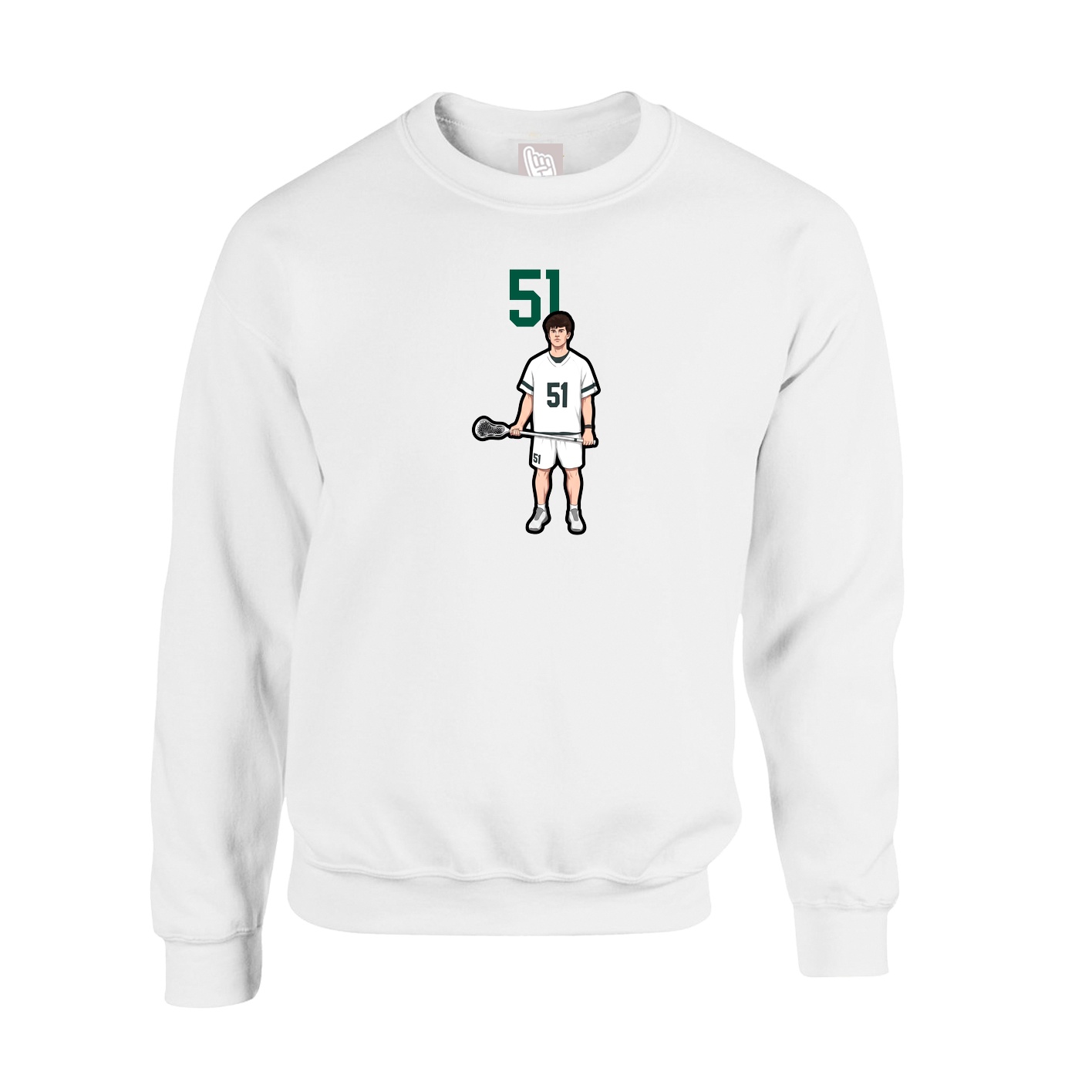 Fleece Crew — Number Top in White