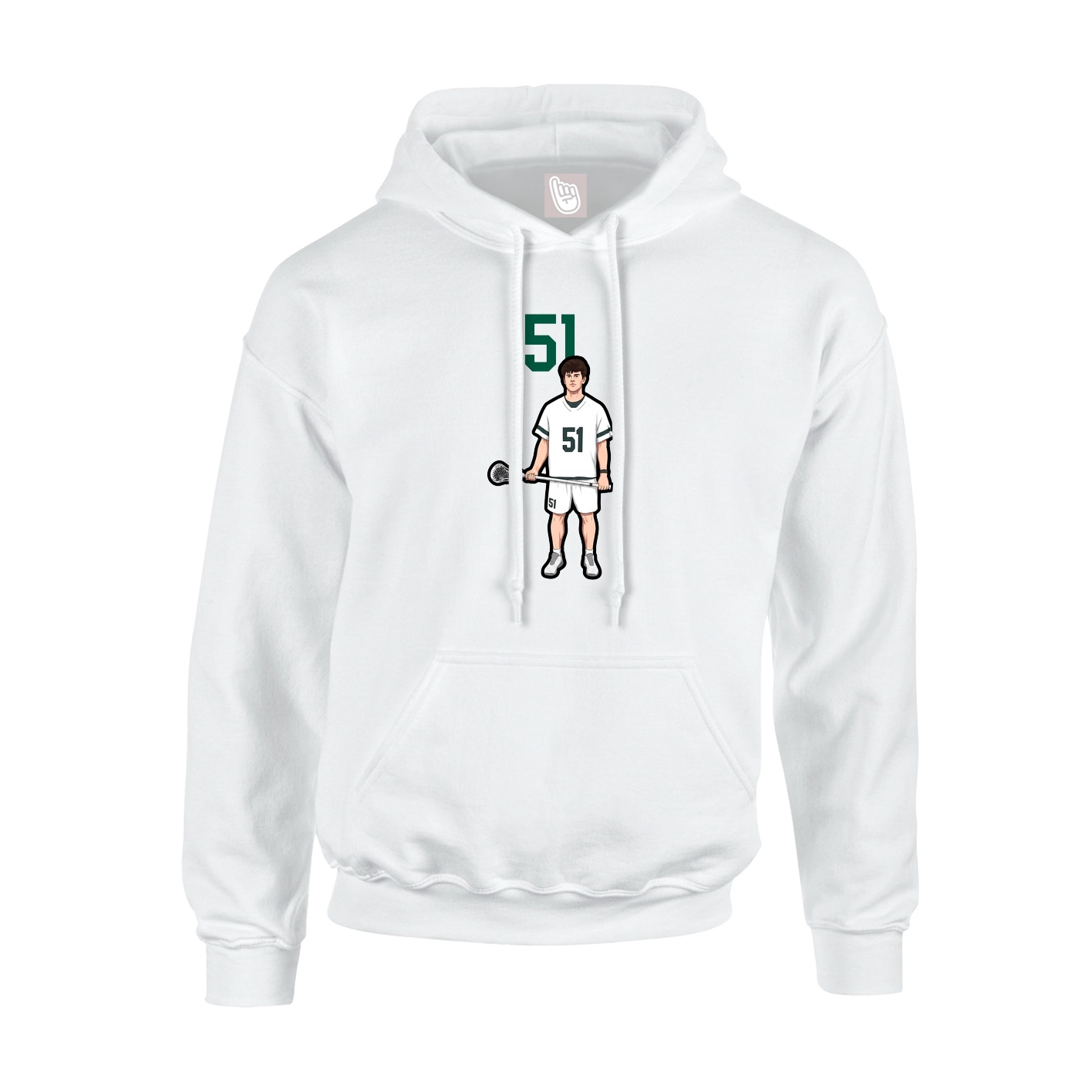 Youth Hoodie — Number Top in White