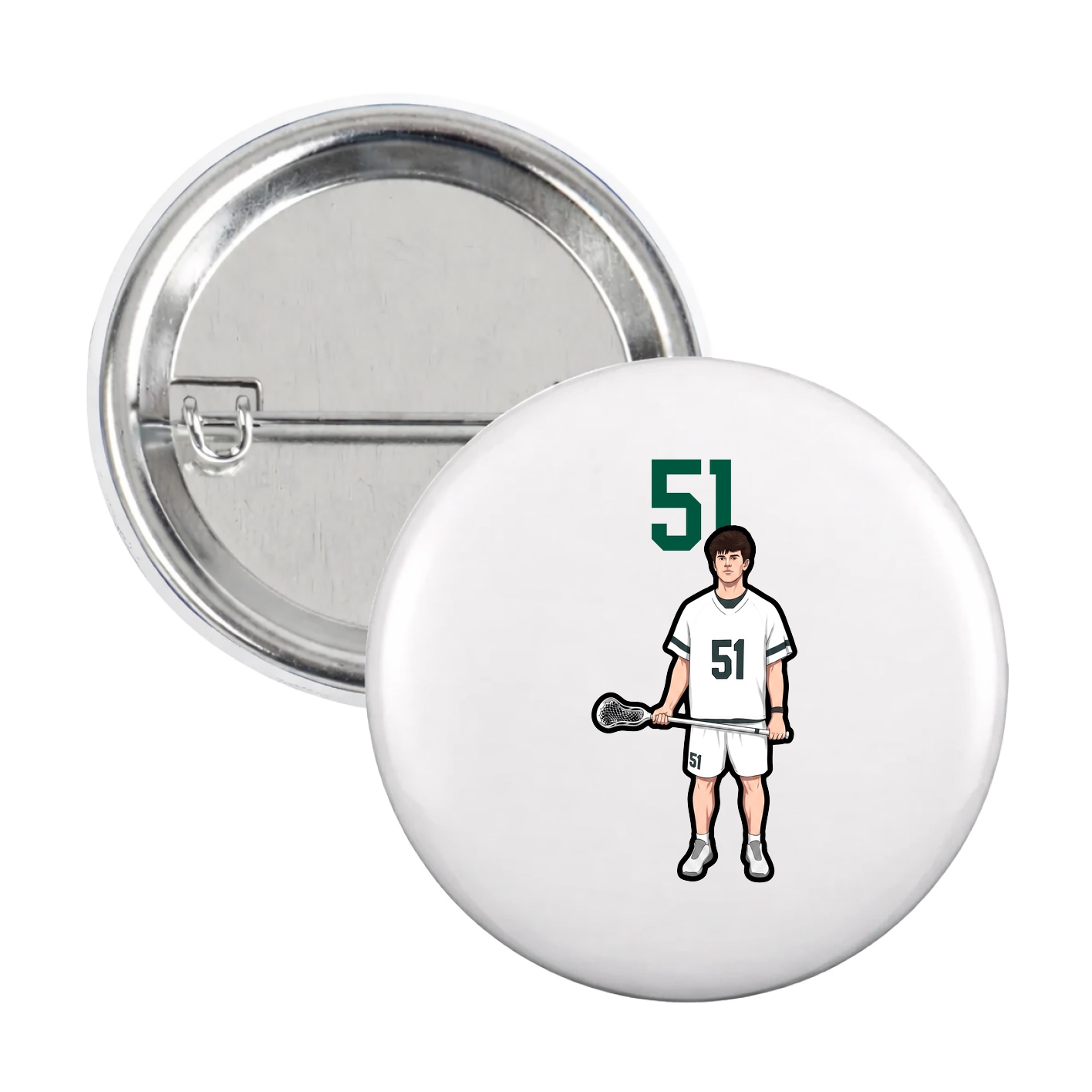 Game Day Button — Number Top in White