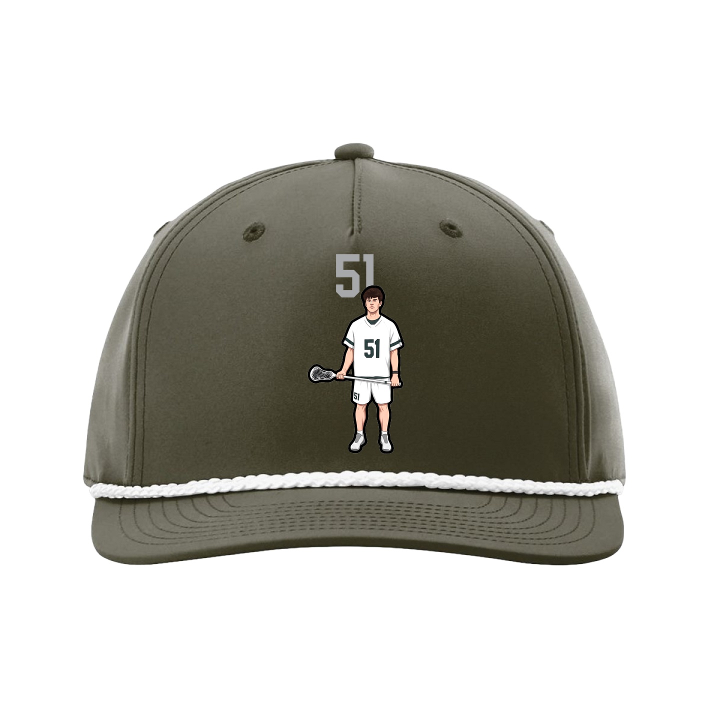 Five-Panel Classic Rope Cap — Number Top in Green