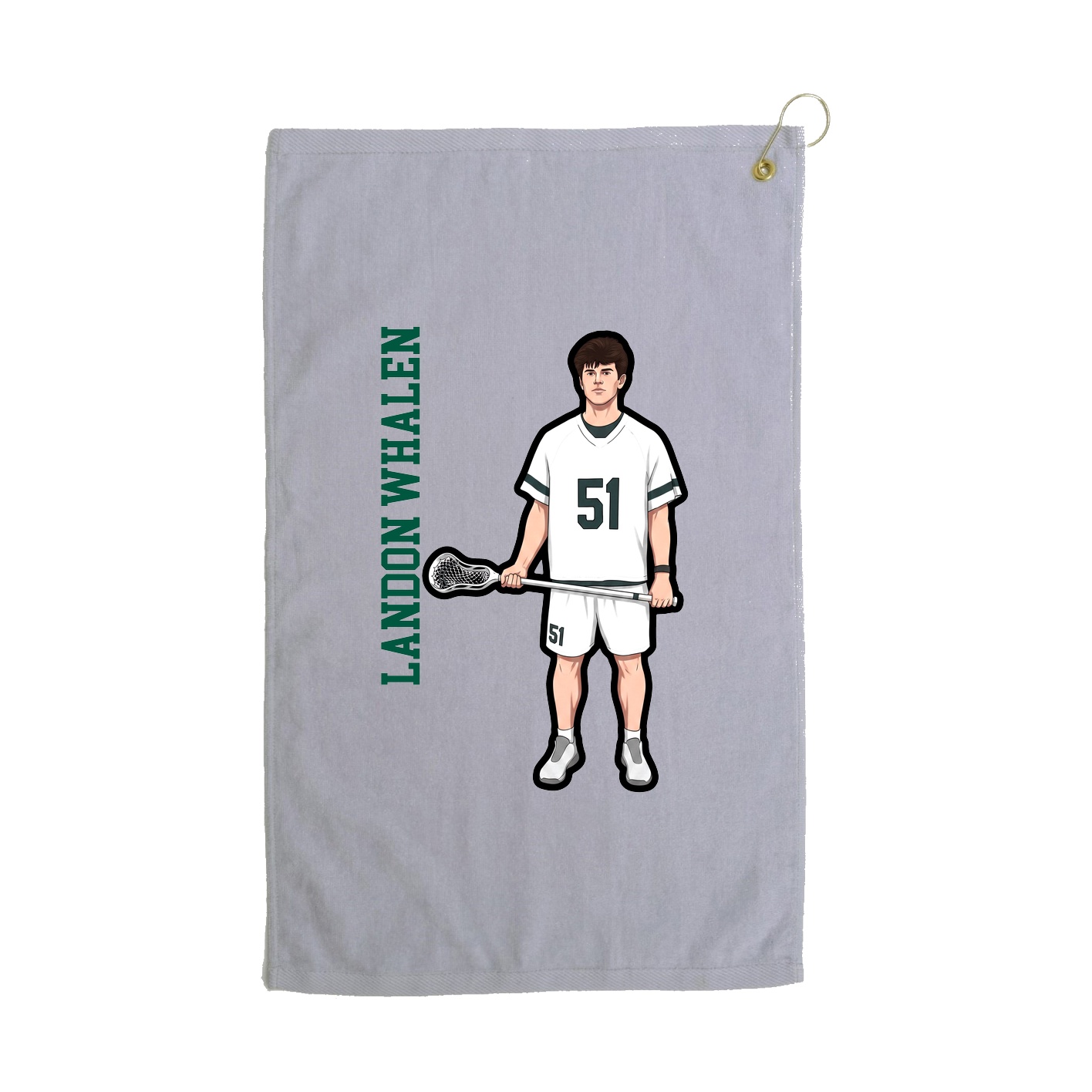 Golf Towel — Name Vertical in Grey