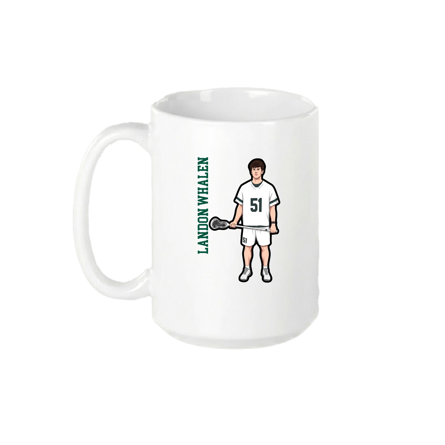 15oz Coffee Mug — Name Vertical in White