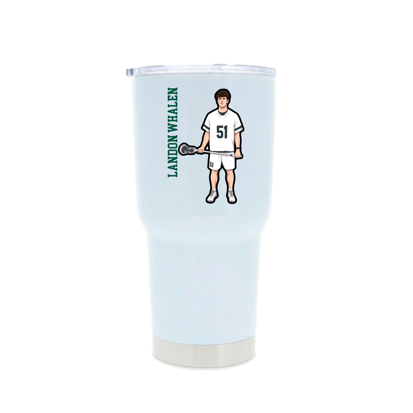 30oz Stainless Steel Tumbler — Name Vertical in White
