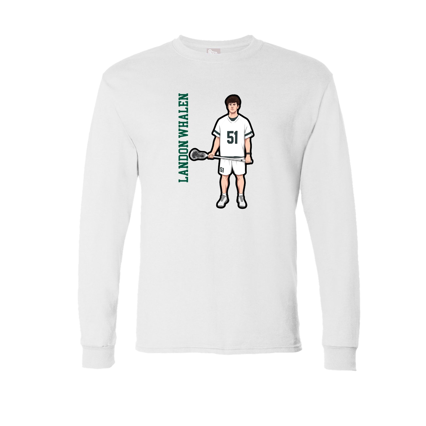 Long Sleeve Tee — Name Vertical in White