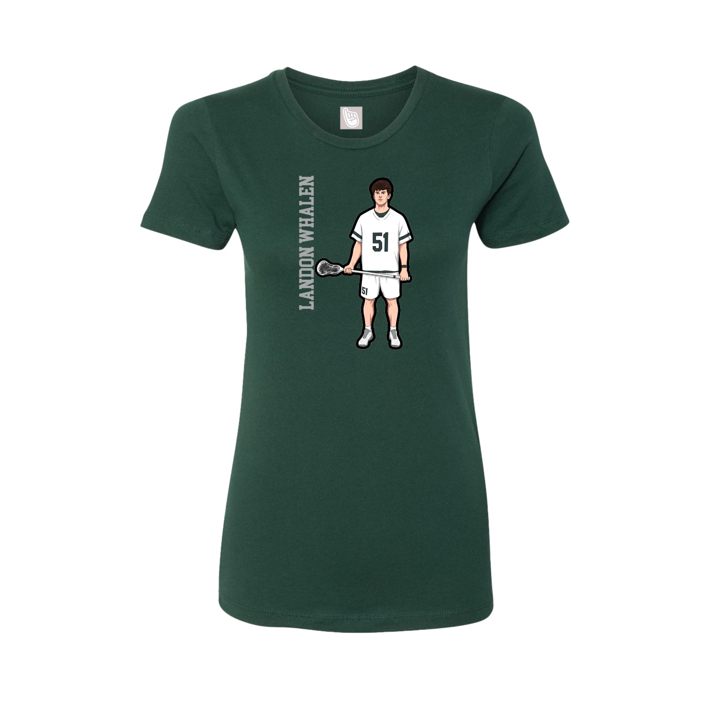 Fitted Women's Tee — Name Vertical in Green