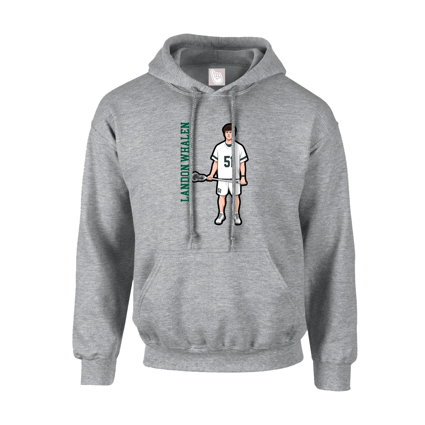 Youth Hoodie — Name Vertical in Grey