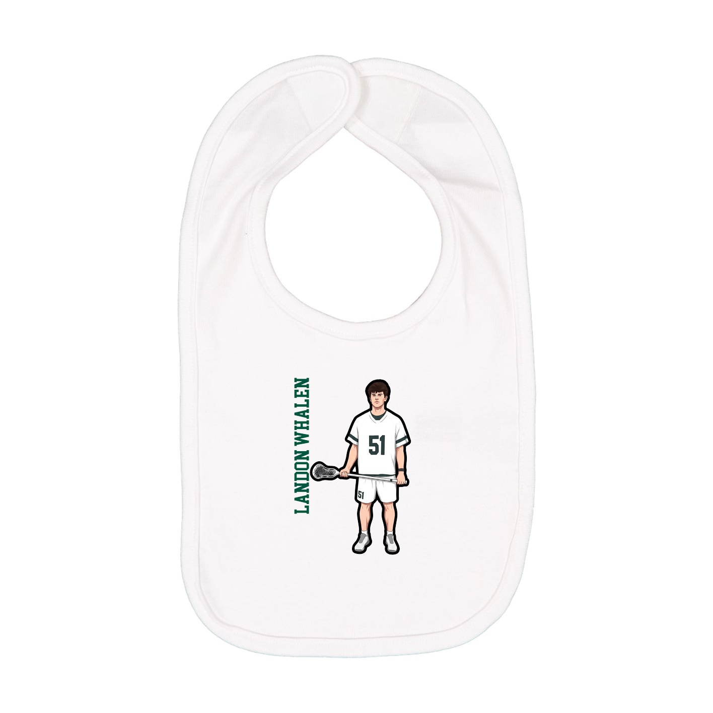 Infant Bib — Name Vertical in White
