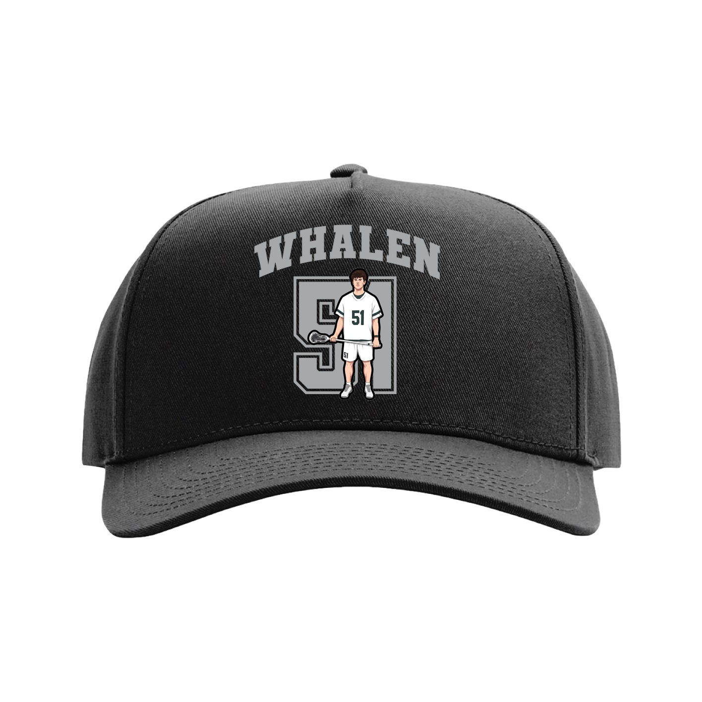 Full Fabric Five-Panel Champ Cap — Number in Black