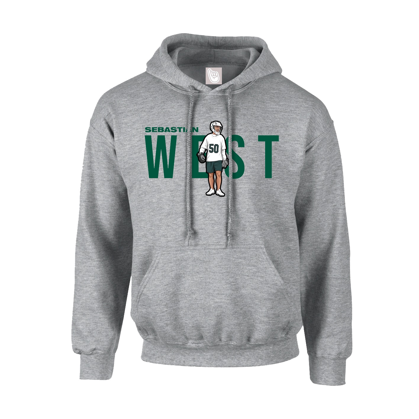 Hoodie — Player Name in Grey